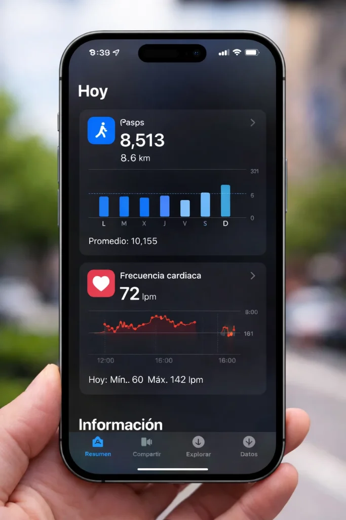 iphone que registra datos entrenamiento